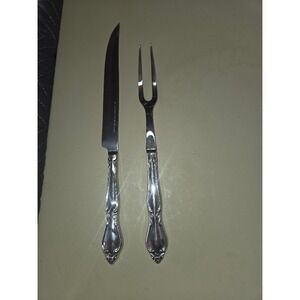 Imperial Stainless USA Vintage Carving Set Knife and Fork Silverware Floral